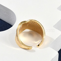 Открытые манжеты из латуни с микропаве и прозрачным цирконием для женщин&nbsp;LS-RJEW-M026-02G-04