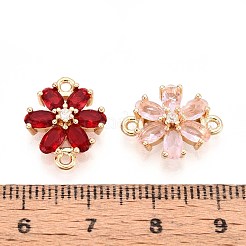 Подвески-цветочки с латунным паве из кубического циркония&nbsp;KK-T078-26G