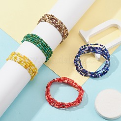 5шт набор эластичных браслетов из стеклянных бусин&nbsp;BJEW-JB09576