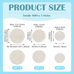 90 шт. 3 стиля натуральные подвески-соединители для дисков из ракушек Capiz&nbsp;BSHE-MB0001-01