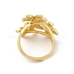 Прозрачное регулируемое кольцо в виде листьев кубического циркония&nbsp;RJEW-I092-13G