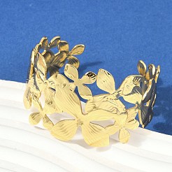 Браслеты-манжеты из нержавеющей стали 304 для женщин&nbsp;BJEW-Z097-08G