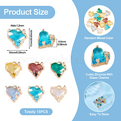 15 шт. латунный микропаве кубический цирконий со стеклянными подвесками&nbsp;KK-TA0001-81