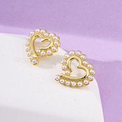 Серьги-гвоздики из латуни в форме сердца&nbsp;EJEW-H158-09G