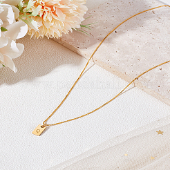 1 шт. ожерелье с подвеской в виде прямоугольника из нержавеющей стали&nbsp;NJEW-LP0001-34Q-G