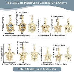 8 шт. 4 стиля латунные подвески с микропаве и кубическим цирконием&nbsp;KK-BBC0019-64