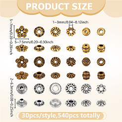 540 шт. 18 стиля бусины из сплава в тибетском стиле&nbsp;TIBEB-PH0005-37
