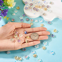 100 шт. 5-цветные прозрачные гальванические стеклянные колпачки для бусин&nbsp;EGLA-TA0013-10