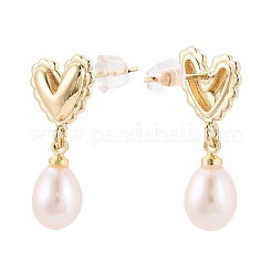 Серьги-гвоздики из натурального жемчуга из латуни&nbsp;PEAR-N017-07J