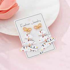 Серьги-подвески из сплава с напечатанным акриловым бантиком в виде рождественской елки.&nbsp;FS-WGF5007-01