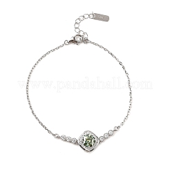 925 женский браслет из стерлингового серебра с звеньями&nbsp;BJEW-D346-01A-P