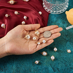 24 шт. 6 подвески из искусственного жемчуга из АБС-пластика в обертке из проволоки&nbsp;KK-SW0001-07