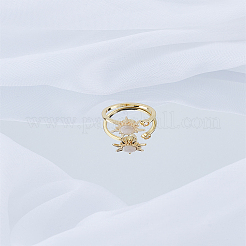 1 шт. вращающееся открытое кольцо-манжета в форме кошачьего глаза для женщин&nbsp;RJEW-LP0003-40