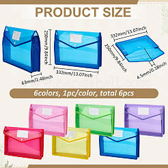 6 шт. 6-х цветные прозрачные пластиковые карманы для файлов&nbsp;AJEW-FG0005-14