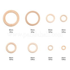 75 шт. 8 стиля необработанных деревянных соединительных колец&nbsp;WOOD-LS0001-26