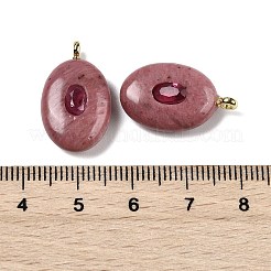 Подвески из натурального родонита и кубического циркония&nbsp;X-G-Z076-01G-06