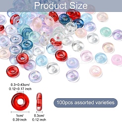 100 шт. 10-х цветные прозрачные стеклянные европейские бусины&nbsp;GLAA-YW0003-91