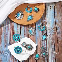 12шт 6 стиля подвески из синтетической бирюзы&nbsp;FIND-SZ0005-73