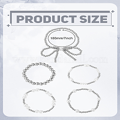 5шт 5 стиля круглых акриловых бусин эластичные браслеты для женщин&nbsp;BJEW-LP0003-77P