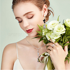 Прямоугольный кулон из сплава с узором Таро&nbsp;HJEW-AB00381