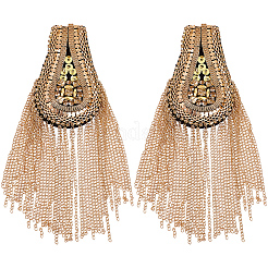 Кисточка из железной цепочки в форме капли с эполетами из стразов&nbsp;AJEW-WH20006-326A-G