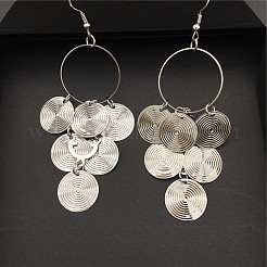 Плоские круглые серьги-кисточки из сплава&nbsp;FS-WG24F11-02