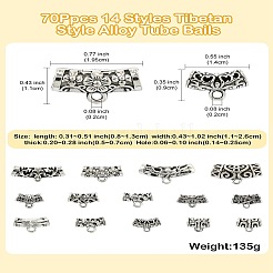 70 шт. 14 стиля тибетских сплавных трубчатых дужек&nbsp;FIND-CJ0002-99