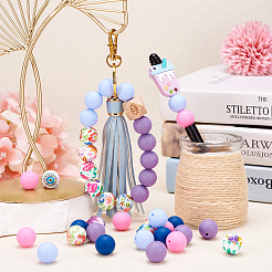 80шт 8 стиля круглые силиконовые фокусные бусины&nbsp;SIL-TA0001-85