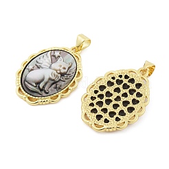 Подвески в виде кошки из натуральной черной ракушки&nbsp;KK-S506-04A-G