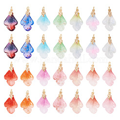 28 шт. 14-х цветные подвески ручной работы в форме листьев в технике лэмпворк&nbsp;PALLOY-TA00160