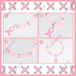 Набор для самостоятельного изготовления браслета для информирования о раке груди&nbsp;DIY-SC0021-74