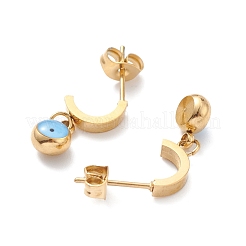 3 пара 3 стильных эмалевых сережек-гвоздиков с эффектом сглаза&nbsp;EJEW-B020-20G