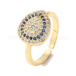 Латунные микропаве кубические цирконии манжеты открытые кольца для женщин&nbsp;RJEW-K264-09D-G