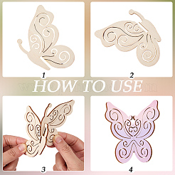 Бабочка незаконченные деревянные украшения для поделок&nbsp;DIY-SP0006-44