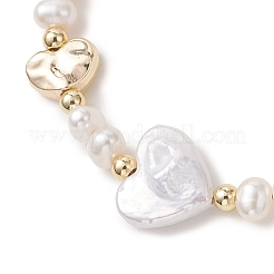 Браслеты из натурального культивированного пресноводного жемчуга и латунных бусин для женщин&nbsp;BJEW-JB13367