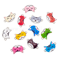 12 шт. 12-цветные эмалевые подвески-соединители в виде котенка&nbsp;FIND-TA0008-95