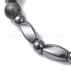 Браслеты из натуральных бусин ларвикита и немагнитного синтетического гематита для женщин&nbsp;BJEW-JB13136