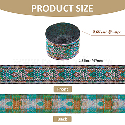 Жаккардовые ленты из полиэстера в этническом стиле с цветами&nbsp;SRIB-WH0011-263A