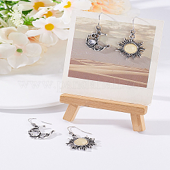 2 пара асимметричных серег из стекла в форме солнца и луны&nbsp;EJEW-LP0001-16