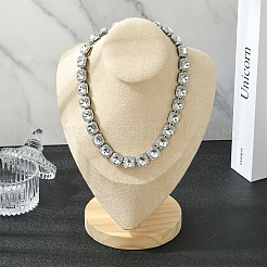 1 шт. цинковый сплав паве квадратные прозрачные стеклянные теннисные ожерелья для женщин&nbsp;NJEW-SP0001-07S