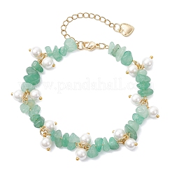 Браслеты из натурального зеленого авантюрина с бусинами для женщин&nbsp;BJEW-JB12301-01