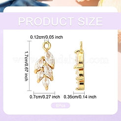 6 шт. Латунные подвески с микропаве&nbsp;ZIRC-YW0001-23