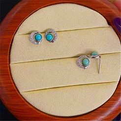 Синтетические бирюзовые серьги&nbsp;EJEW-C178-01B