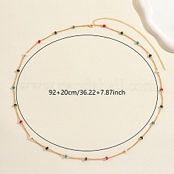 Длинные ожерелья из нержавеющей стали с разноцветной эмалью в виде попкорна в форме рондель для женщин&nbsp;OU3594