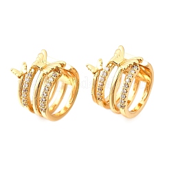 Латунные серьги-манжеты из прозрачного кубического циркония&nbsp;EJEW-F370-34G