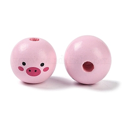 Деревянные европейские бусины с принтом на тему животных&nbsp;WOOD-M013-01H