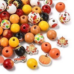 100 шт. 15 стиля круглые и цветочные деревянные европейские бусины&nbsp;WOOD-CJ0002-45