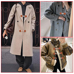 4 пара пряжек из дерева и искусственной кожи&nbsp;DIY-CY0002-24