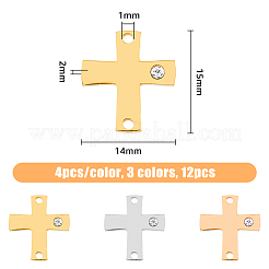 12 шт. 3 цвета 316 хирургическая нержавеющая сталь паве прозрачный кубический цирконий соединительные подвески&nbsp;STAS-DC0014-60