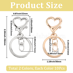 20 шт. 2-х цветные застежки для брелка из цинкового сплава&nbsp;FIND-SP0004-25